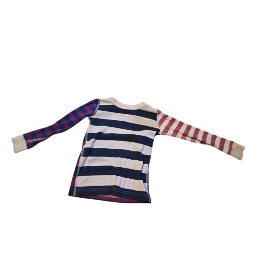Hanna Andersson Kids Striped Long Sleeve Pajama Top Organic Cotton Blue Burgundy